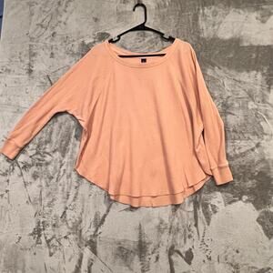 Savvi Women’s Thermal Top Size Small-Medium Peach Long Sleeve Waffle Knit